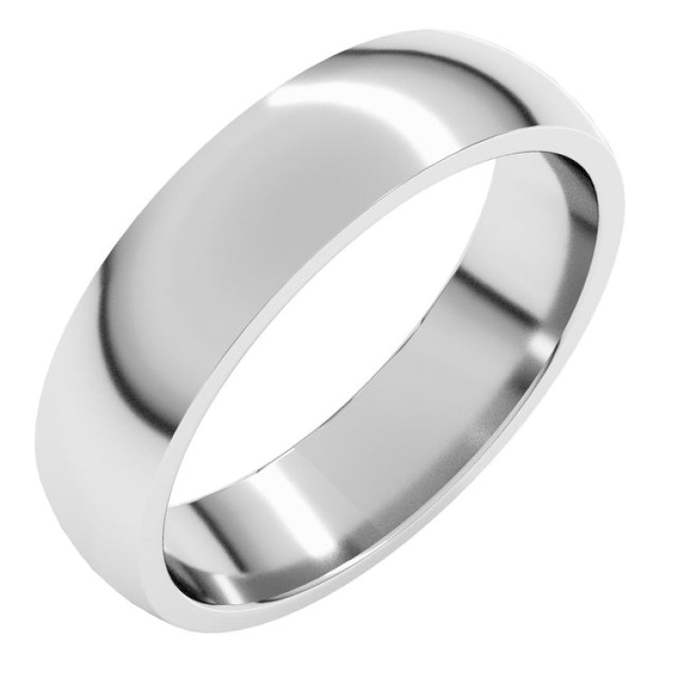 Sterling Silver 5 mm Lightweight Comfort-Fit Half Round Band Size 8