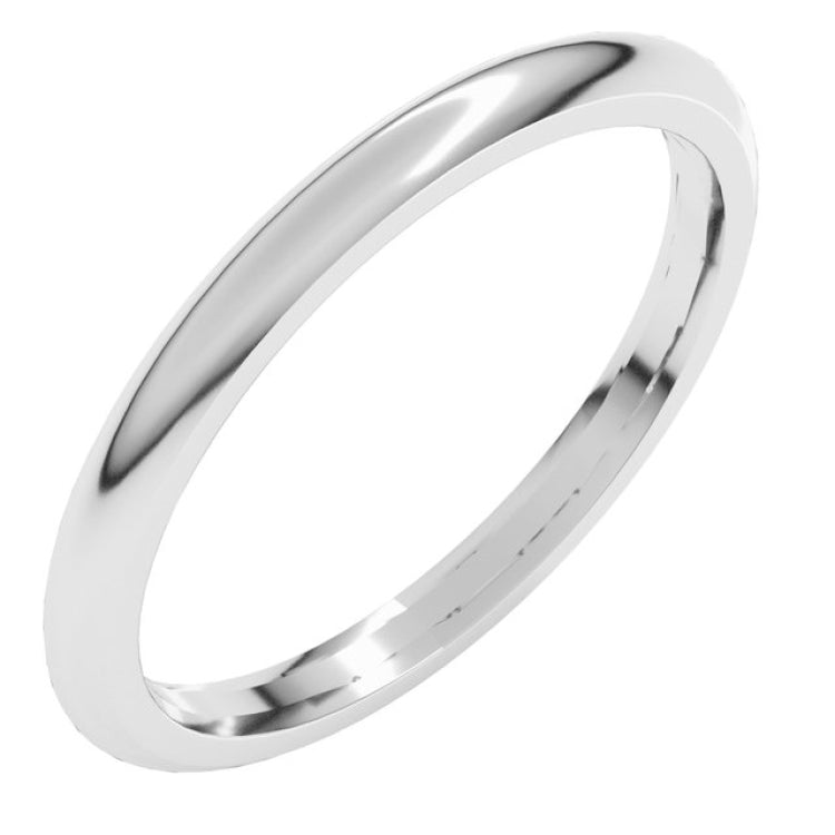 Sterling Silver 2 mm Comfort-Fit Half Round Band Size 9