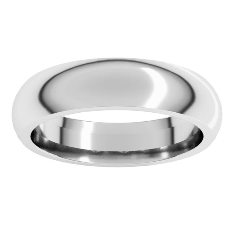Sterling Silver 5 mm Comfort-Fit Half Round Band Size 10