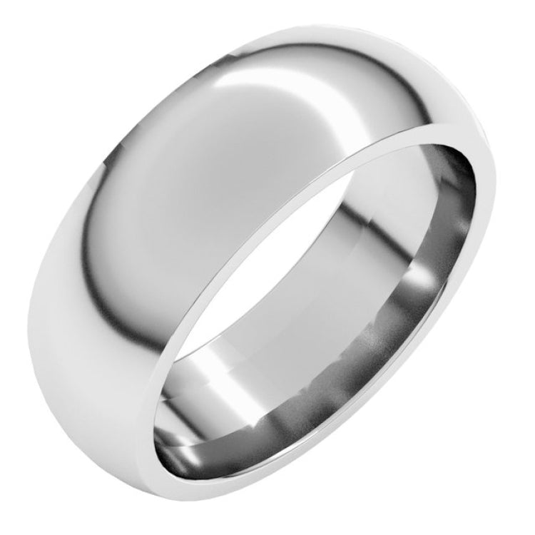 Sterling Silver 7 mm Comfort-Fit Half Round Band Size 10.5