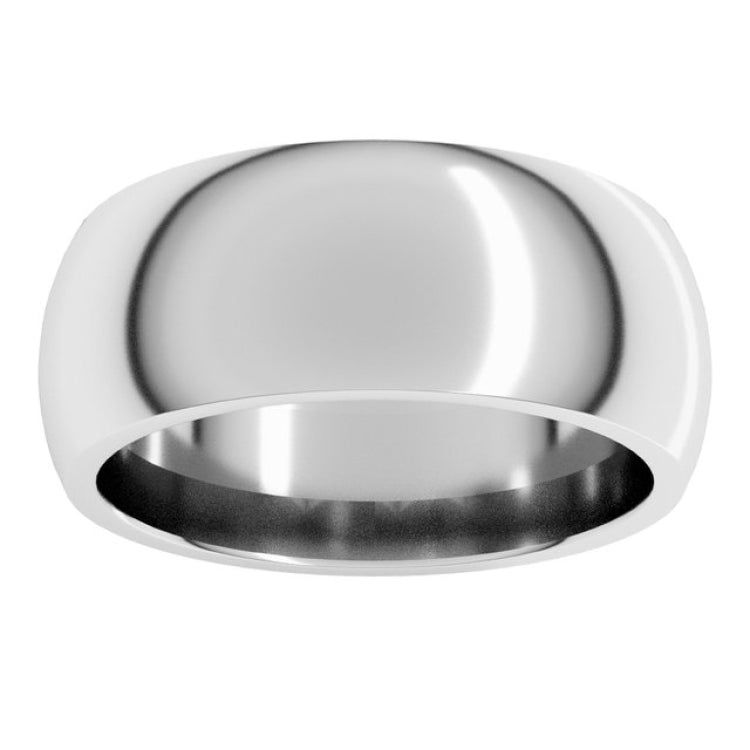 Sterling Silver 8 mm Comfort-Fit Half Round Band Size 12