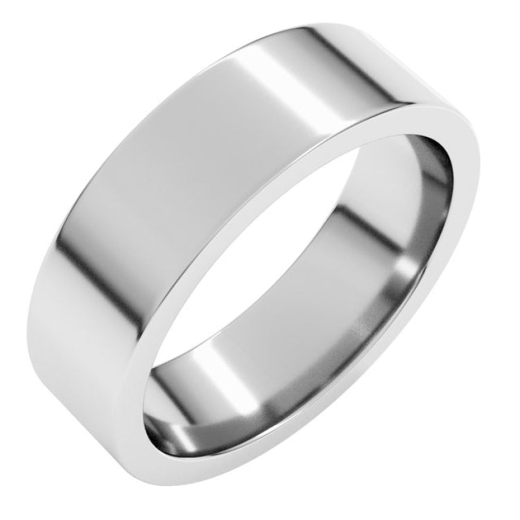 Sterling Silver 6 mm Comfort-Fit Flat Band Size 7.5