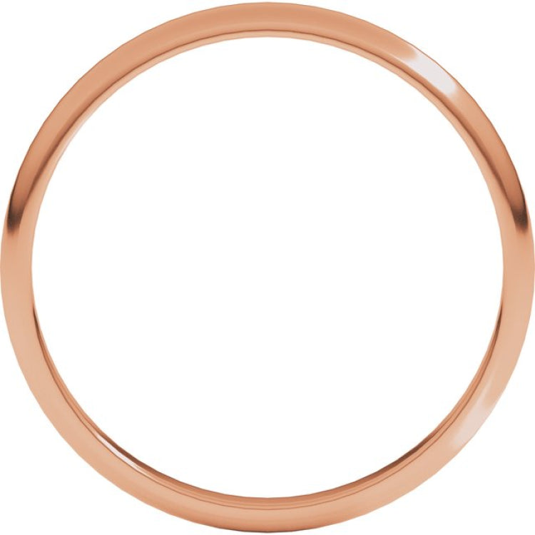 14K Rose Gold 2 mm Lightweight Half Round Band Size 7