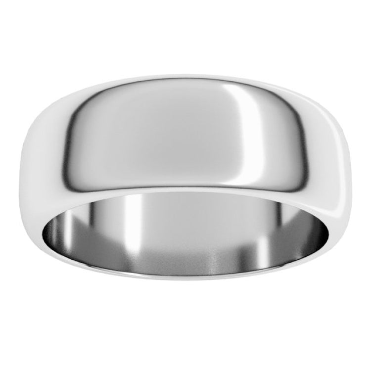Sterling Silver 7 mm Half Round Band Size 4.5