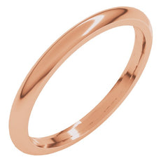 14K Rose Gold 2 mm Comfort-Fit Half Round Band Size 9