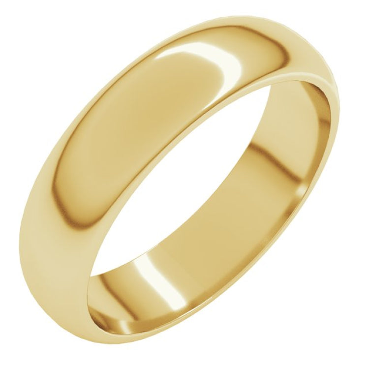 10K Yellow Gold 5 mm Half Round Band Size 8