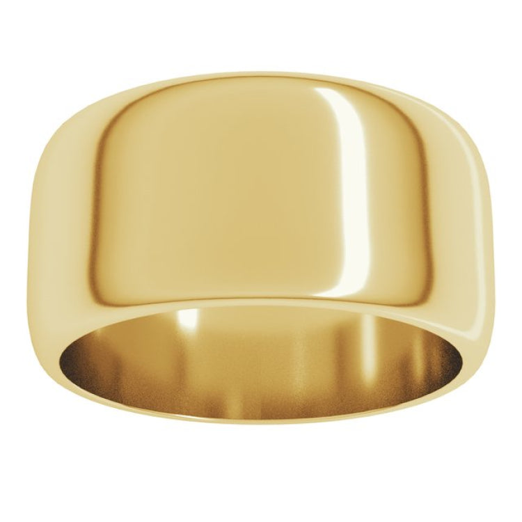 14K Yellow Gold 10 mm Half Round Band Size 12