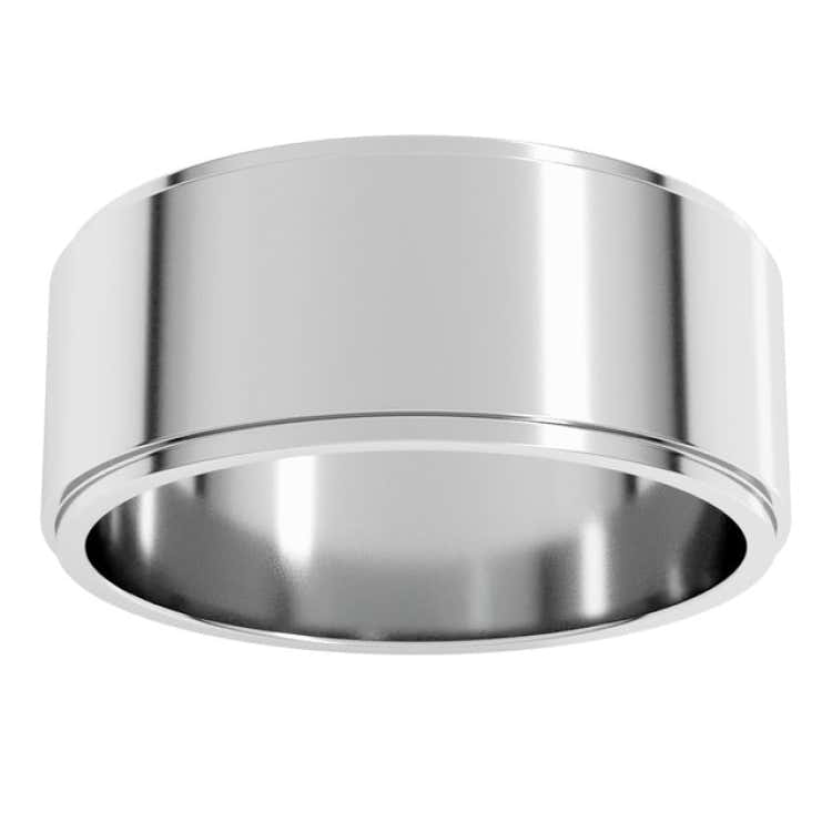 Sterling Silver 8 mm Stepped-Edge Flat Band Size 11