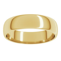 10K Yellow Gold 5 mm Lightweight Half Round Band Size 5.5