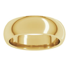 14K Yellow Gold 6 mm Comfort-Fit Half Round Band Size 7.5