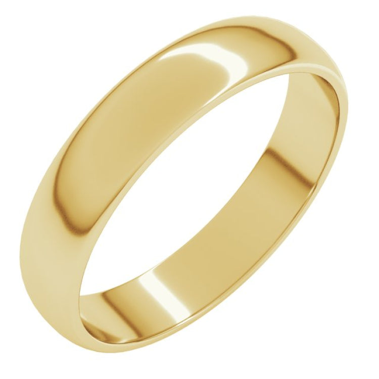14K Yellow Gold 4 mm Lightweight Half Round Band Size 9
