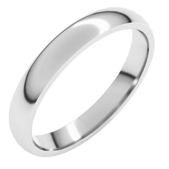14K White Gold 3 mm Lightweight Comfort-Fit Half Round Band Size 11