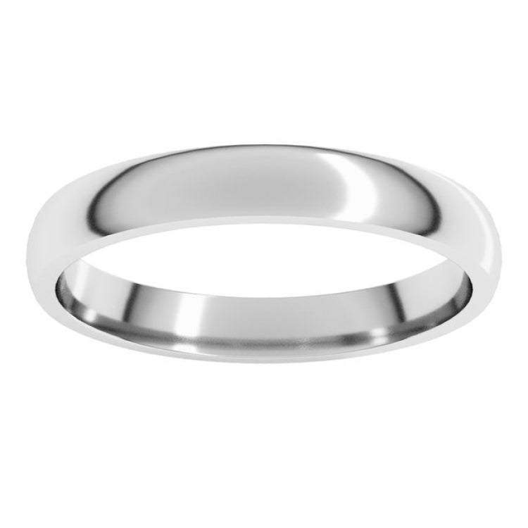 14K White Gold 3 mm Lightweight Comfort-Fit Half Round Band Size 11