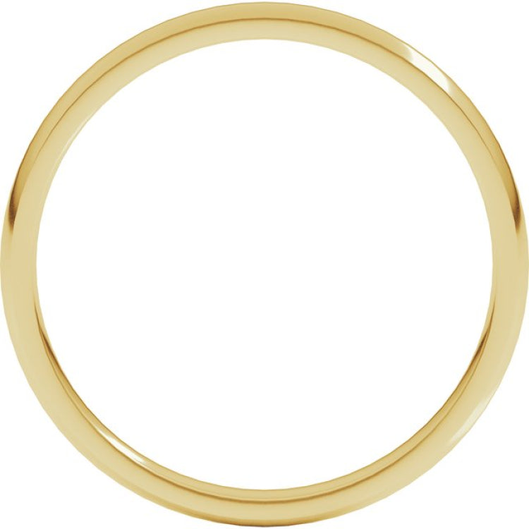18K Yellow Gold 2 mm Lightweight Comfort-Fit Half Round Band Size 7