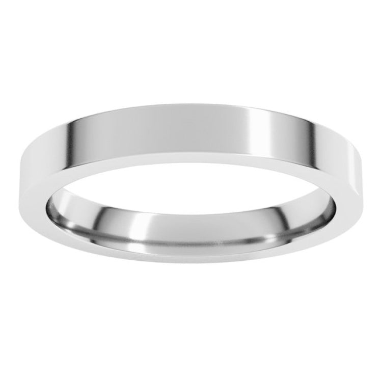 14K White Gold 3 mm Comfort-Fit Flat Band Size 6.5