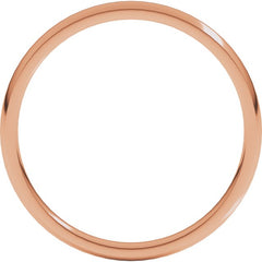 10K Rose Gold 2 mm Lightweight Comfort-Fit Half Round Band Size 6.5