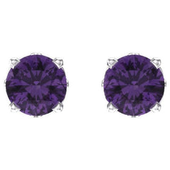 14K White Gold Natural Amethyst Scroll Setting® Stud Earrings