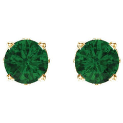 14K Yellow Gold Lab-Grown Emerald Scroll Setting® Stud Earrings