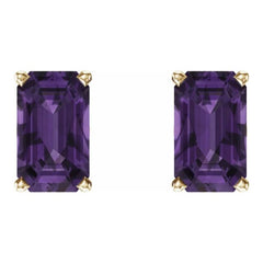 14K Yellow Gold Natural Amethyst Earrings