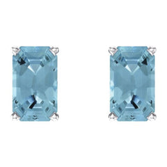 14K White Gold Natural Aquamarine Earrings