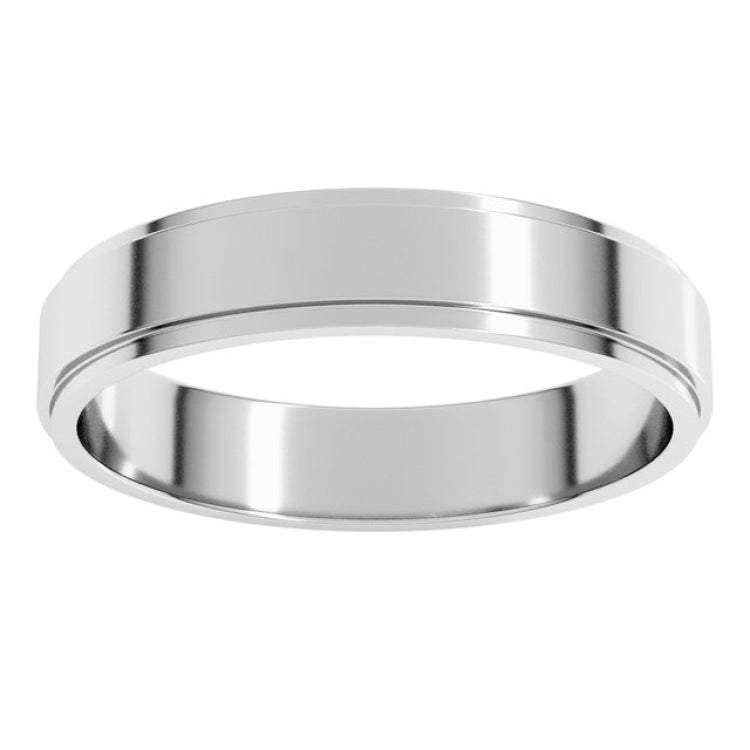 14K White Gold 4 mm Stepped-Edge Flat Band Size 5.5
