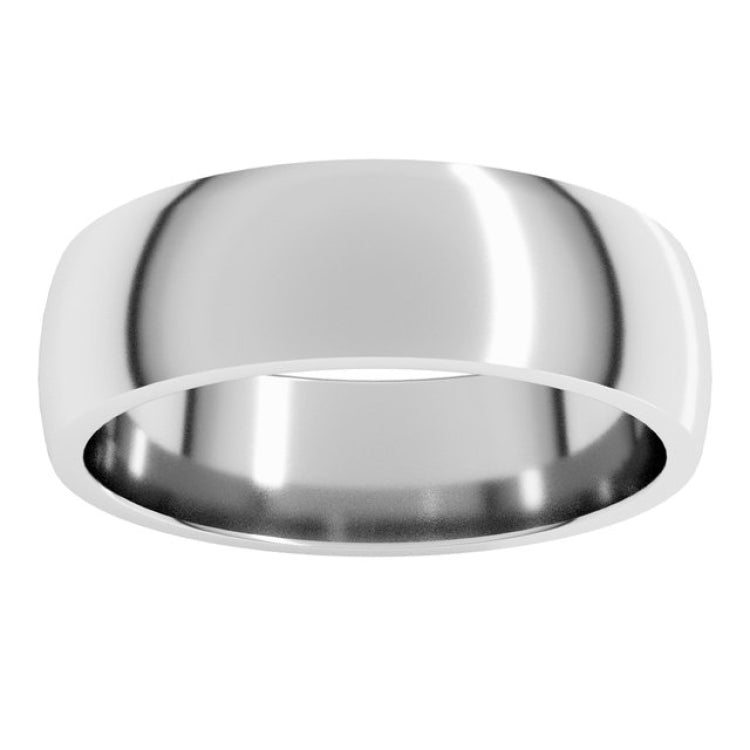 14K White Gold 6 mm Lightweight Comfort-Fit Half Round Band Size 11