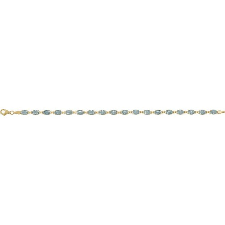 14K Yellow Gold Natural Sky Blue Topaz 7 1/4" Bracelet