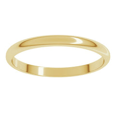 18K Yellow Gold 2 mm Lightweight Half Round Band Size 7