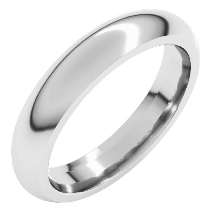 14K White Gold 4 mm Comfort-Fit Half Round Band Size 11