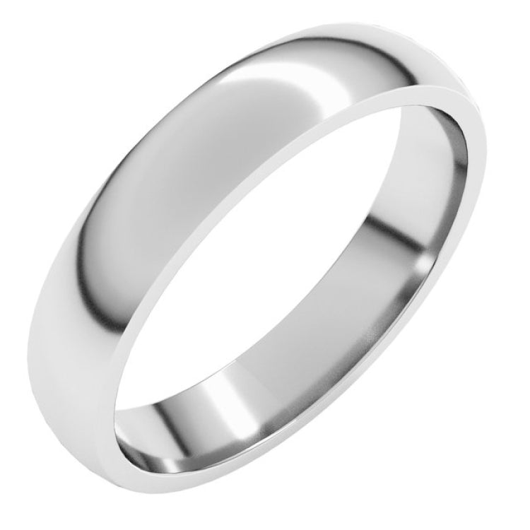 14K White Gold 4 mm Lightweight Comfort-Fit Half Round Band Size 10.5