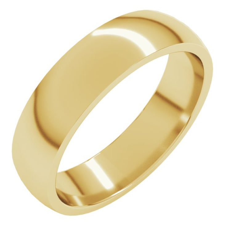10K Yellow Gold 5 mm Lightweight Comfort-Fit Half Round Band Size 7.5
