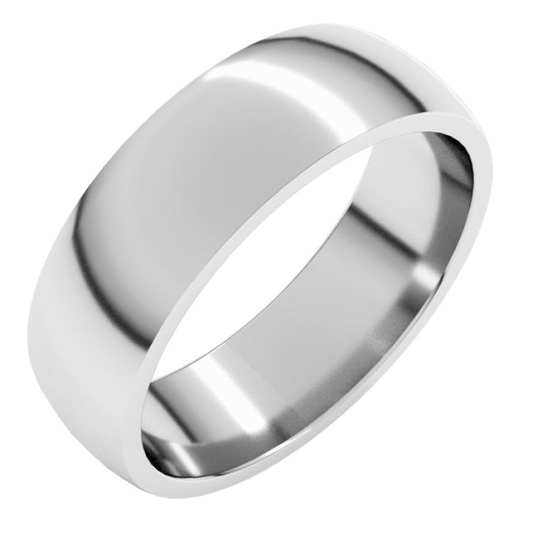 14K White Gold 6 mm Lightweight Comfort-Fit Half Round Band Size 12.5