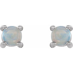 14K White Gold 4 mm Natural White Opal Earrings