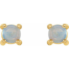 14K Yellow Gold 4 mm Natural White Opal Earrings