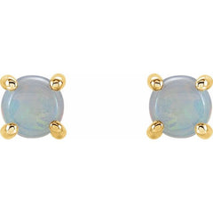 14K Yellow Gold 5 mm Natural White Opal Earrings