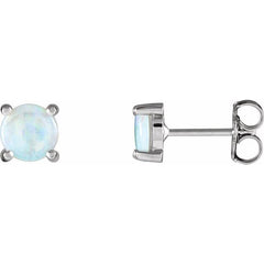 14K White Gold 6 mm Natural White Opal Earrings