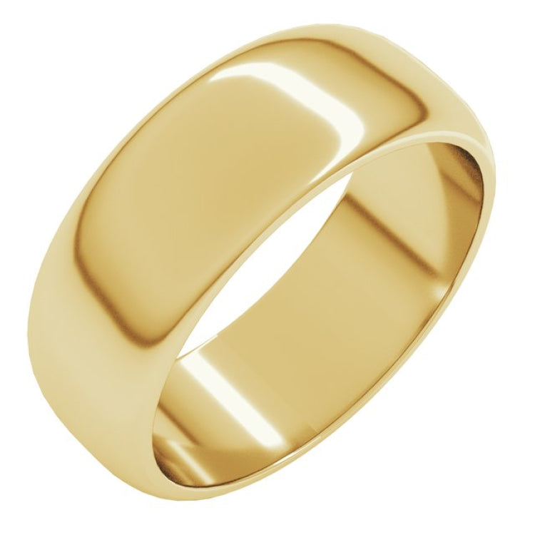 14K Yellow Gold 7 mm Half Round Band Size 12