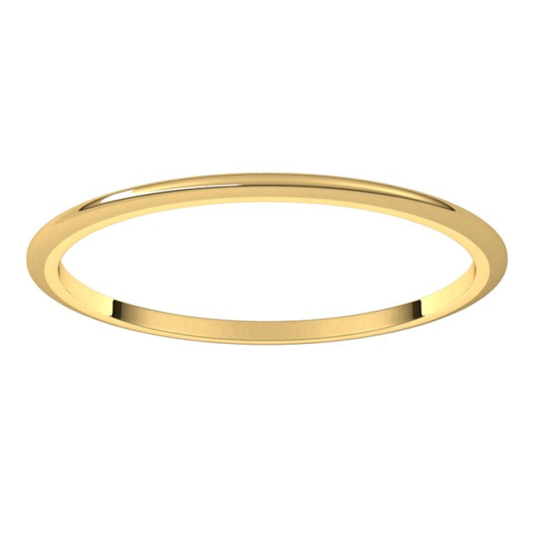 14K Yellow Gold 1 mm Half Round Band Size 9
