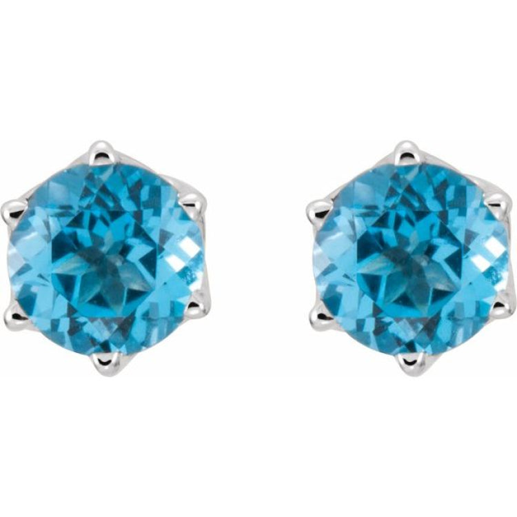 14K White Gold Natural Swiss Blue Topaz Earrings
