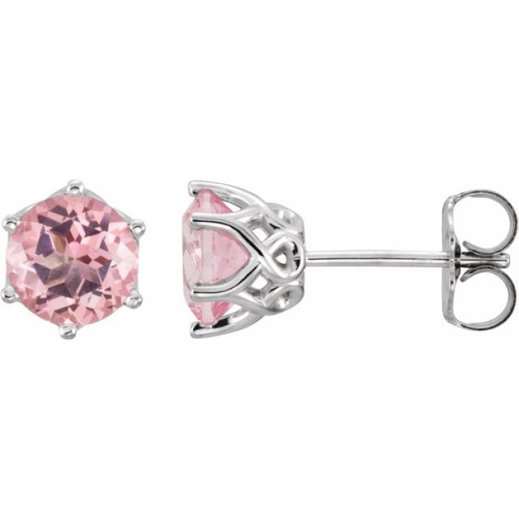 14K White Gold Natural Pink Morganite Earrings