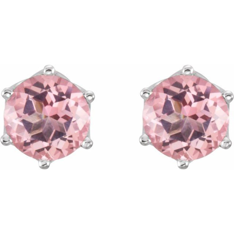 14K White Gold Natural Pink Morganite Earrings