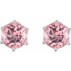 14K White Gold Natural Pink Morganite Earrings