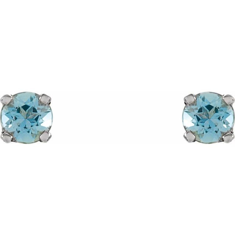 14K White Gold Natural Aquamarine Youth Earrings