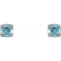 14K White Gold Natural Aquamarine Youth Earrings