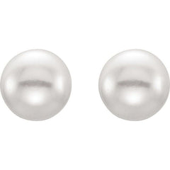 Sterling Silver 6-7 mm Cultured Black Freshwater Button Pearl Earrings
