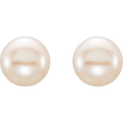 14K Yellow Gold 6-7 mm Cultured White Freshwater Button Pearl Earrings