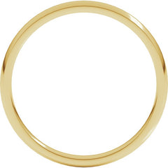 10K Yellow Gold 2 mm Lightweight Comfort-Fit Half Round Band Size 7