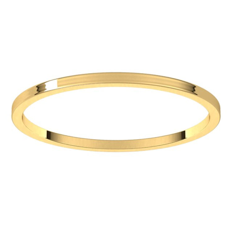 14K Yellow Gold 1 mm Ultra-Lightweight Flat Band Size 6.5