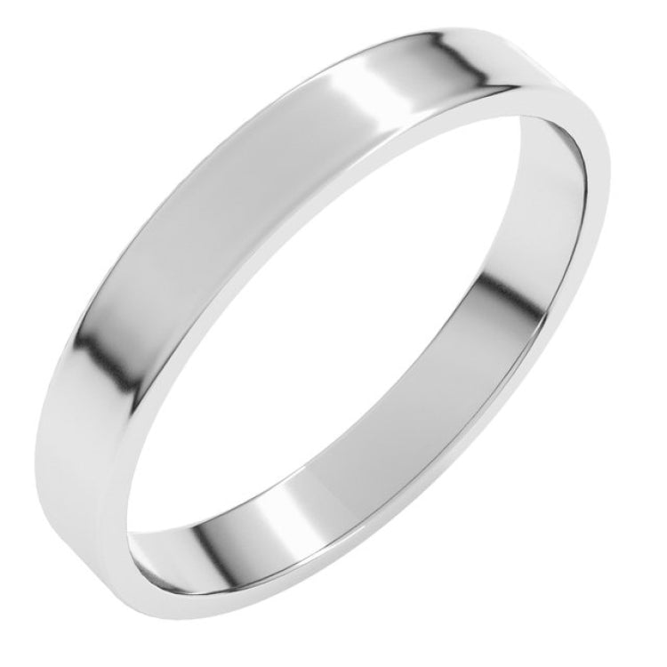 14K White Gold 3 mm Ultra-Lightweight Flat Band Size 6.5