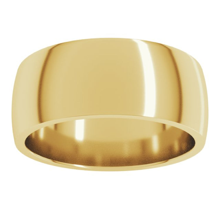 10K Yellow Gold 8 mm Lightweight Comfort-Fit Half Round Band Size 9.5